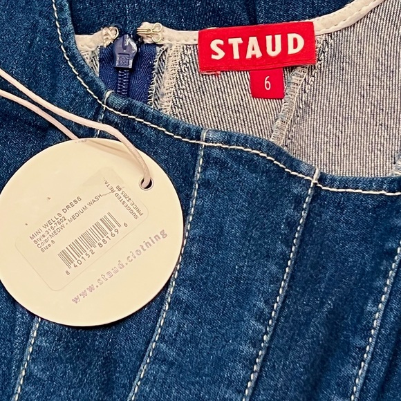 🌺🎉HP🎉🌺 NWT Staud Wells Denim Mini Dress - Picture 16 of 16